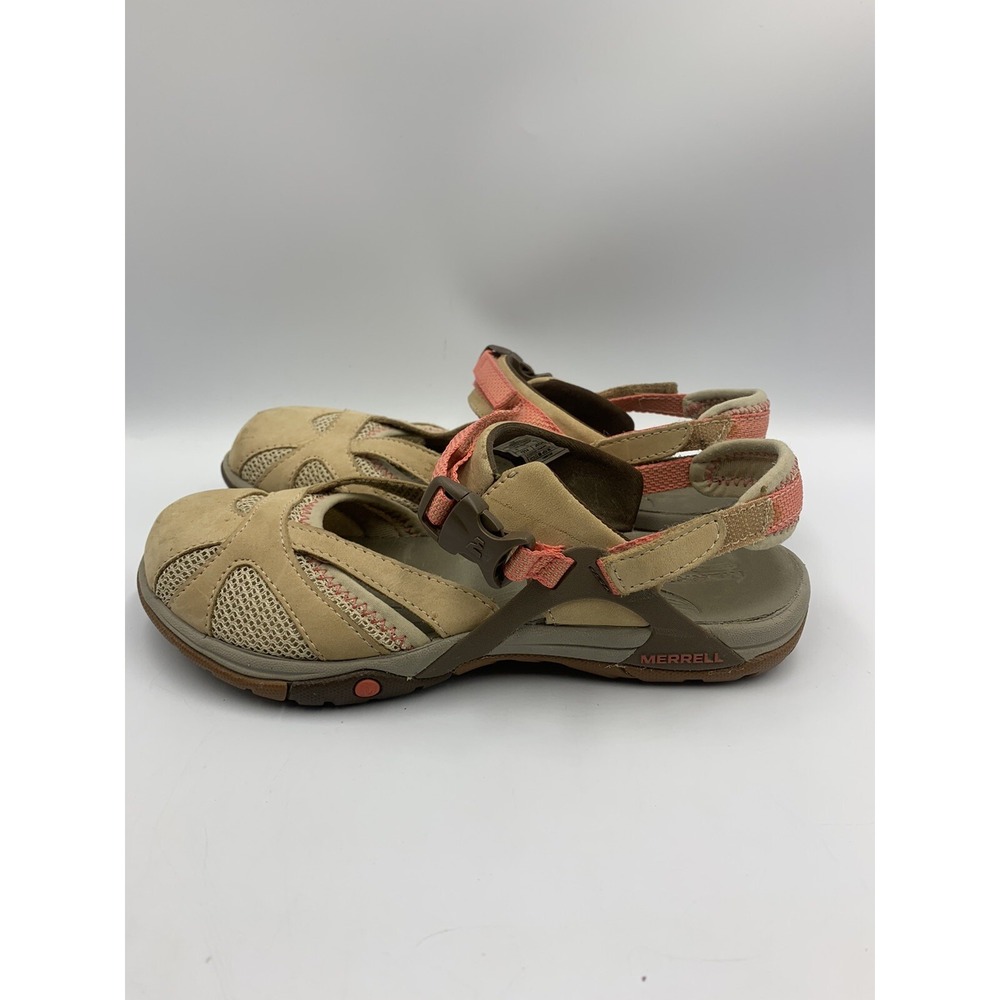 Merrell j65262 Tan Azura Wrap Sport Waterproof Leather Maryjane Sandals Sz 6 US